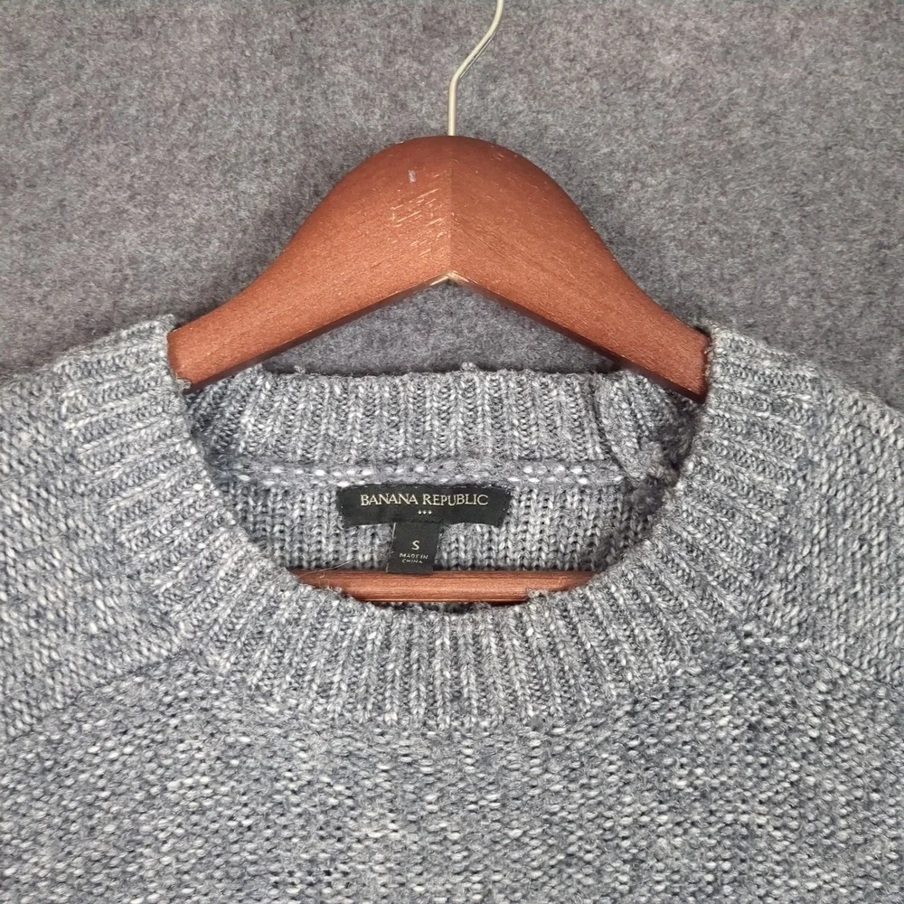 Banana‎ Republic Mens Small Gray Marl Chunky Knit Crewneck Raglan Sweater